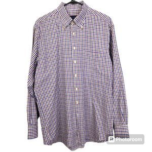 Scott Barber Mens Long Sleeve Gingham Pattern Button Down Shirt Size Large